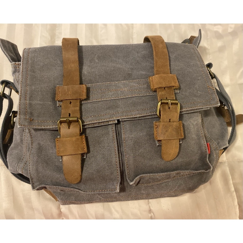 Go Plus Messenger Shoulder Bag With Canvas With Leather Accents - Picture 3 of 9